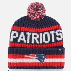NEW '47 Brand New England Patriots Blue / Red Bering Pom Cuffed Knit Hat